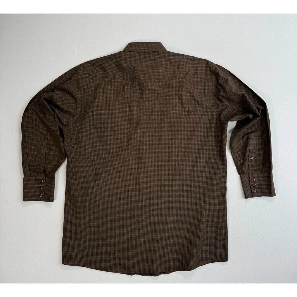 Panhandle Slim Mens 16.5 33 Pearl Snap Western Shirt Brown Plaid Cowboy 30S0004